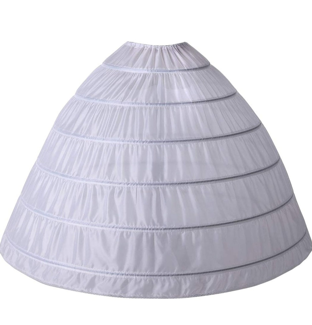 AnDream PT06-WH - Enagua de 6 aros para mujer, falda de crinolina para vestido de novia, color blanco, talla única, Blanco